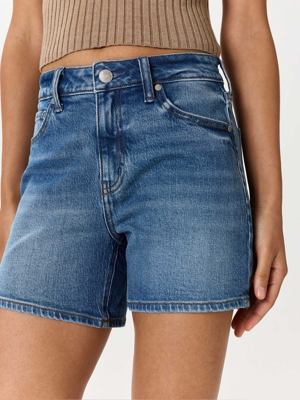Quince Organic Cotton Denim Shorts Size 27 NWT Blue Stretch